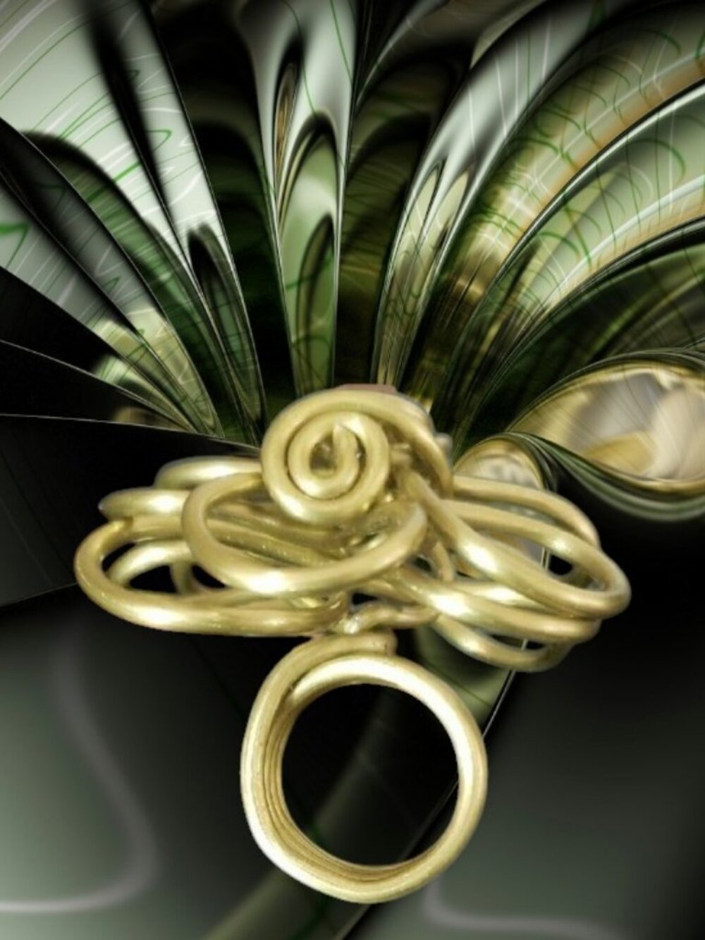 Bold Golden Lime Green Wire Flower Statement Ring ✨Size: 6.5✨ NWOT - Picture 6 of 12